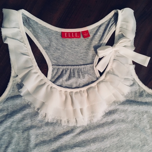 Cream & Gray Ruffle Racerback Tank - Picture 5 of 6
